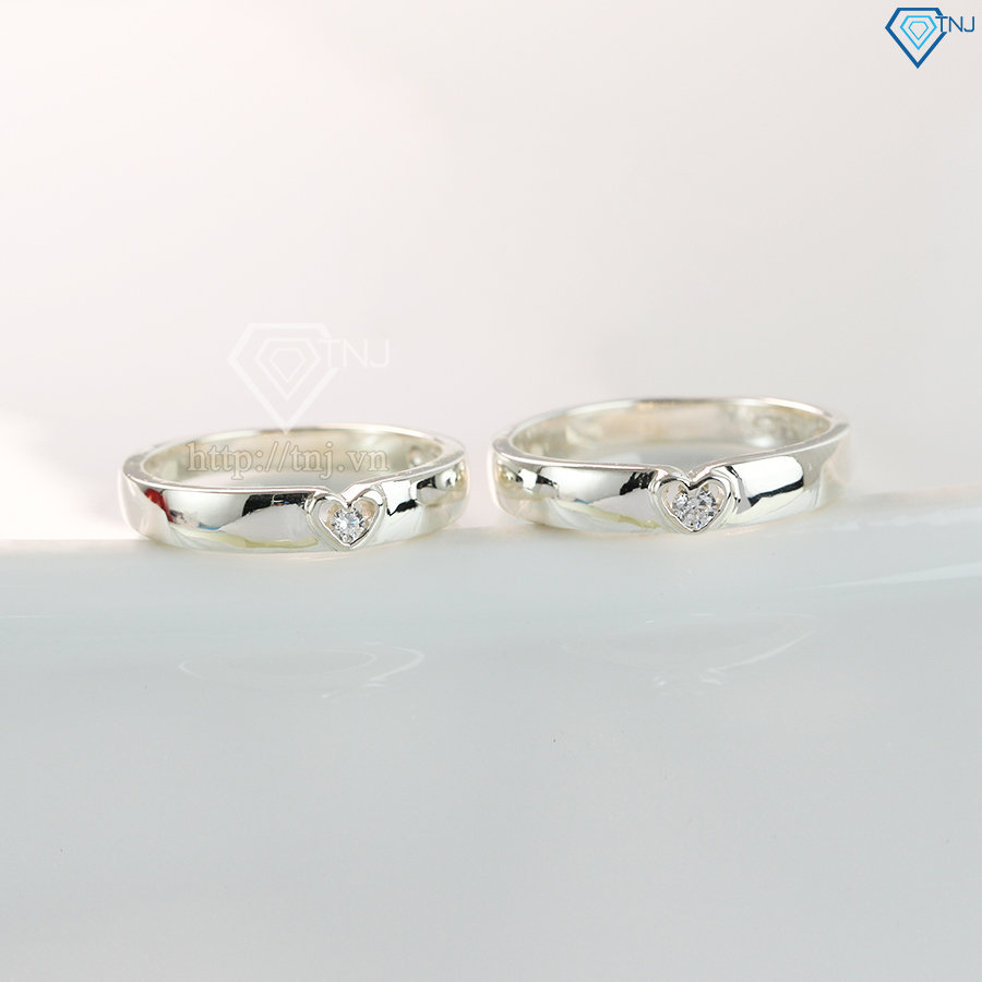Nhẫn đôi bạc nhẫn cặp bạc trái tim đẹp ND0390