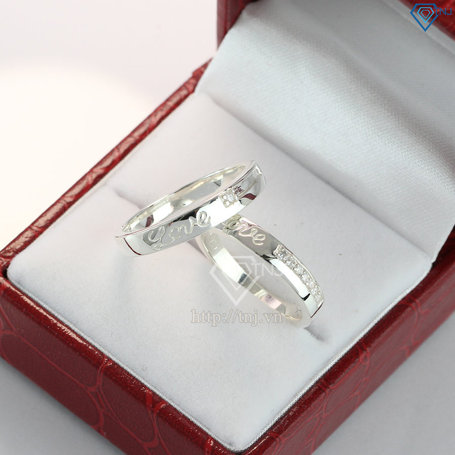 Nhẫn đôi bạc nhẫn cặp bạc chữ Love đẹp ND0392