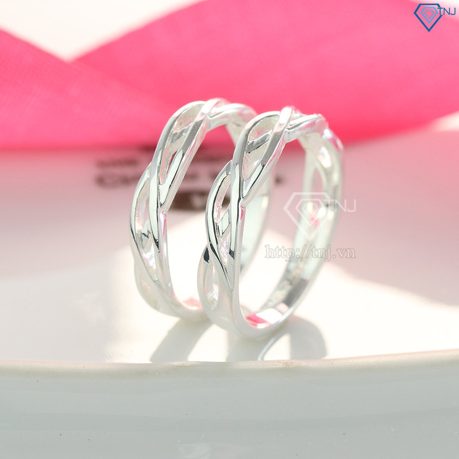 Nhẫn đôi bạc nhẫn cặp bạc đẹp họa tiết vô cực ND0401