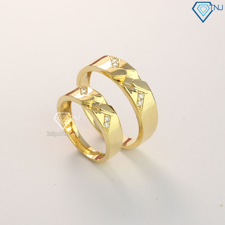 Nhẫn đôi bạc nhẫn cặp bạc đẹp xi mạ vàng ND0450