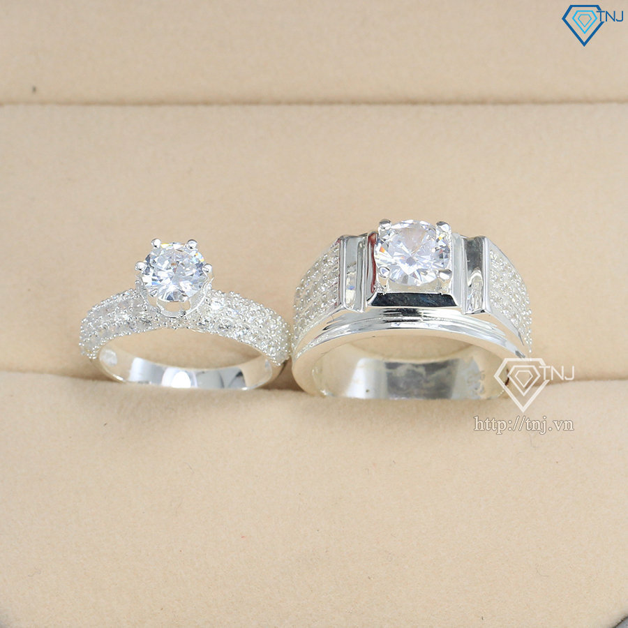 Nhẫn đôi bạc nhẫn cặp bạc đẹp sang trọng ND0467