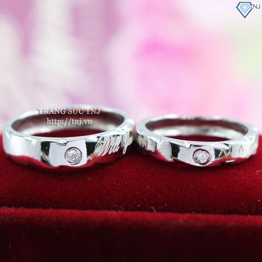 nhẫn đôi bạc nhẫn cặp bạc đẹp khắc tên ND0322