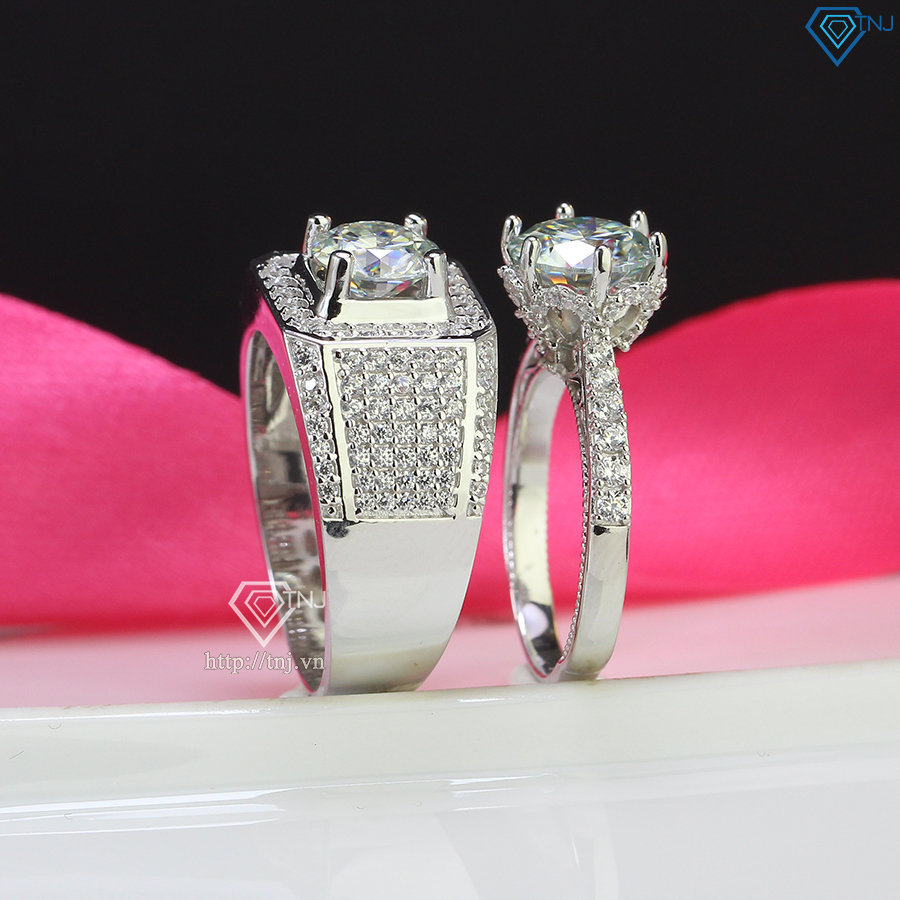 Nhẫn đôi kim cương Moissanite đẹp NDM0002