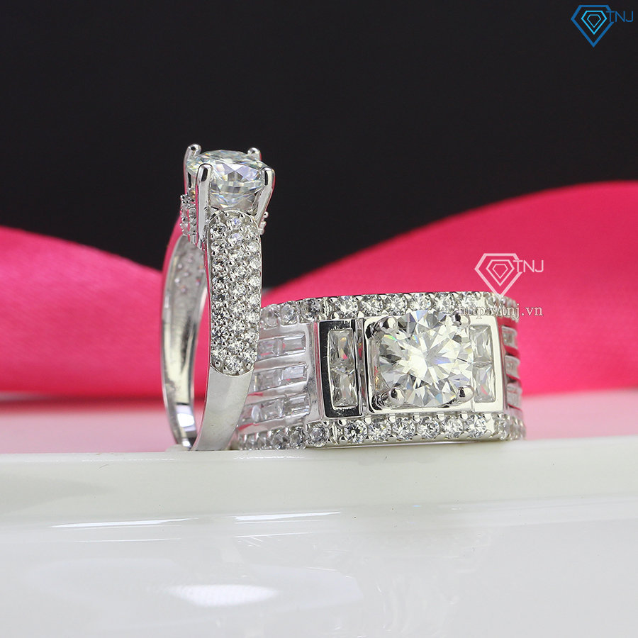 Nhẫn cặp đôi đính kim cương Moissanite NDM0004