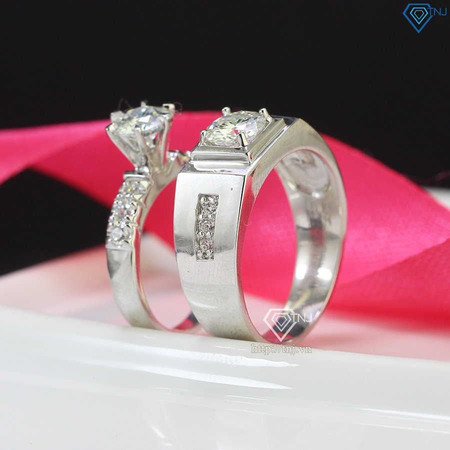 Nhẫn cặp đôi đính kim cương Moissanite đẹp NDM0006