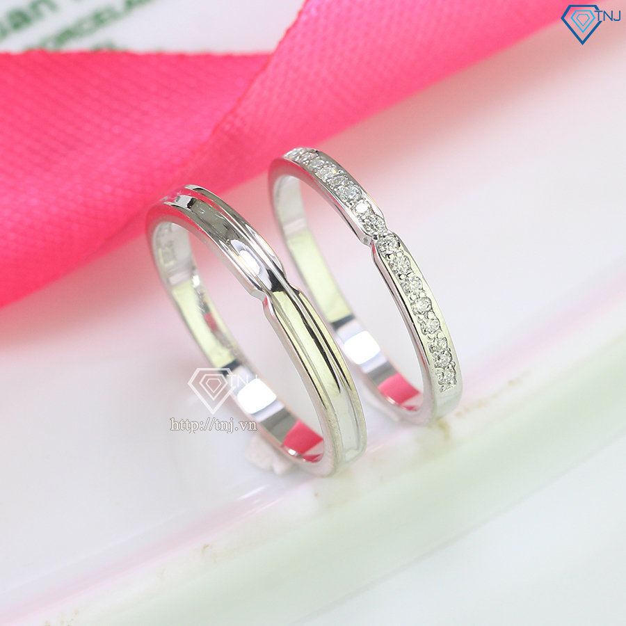 Nhẫn đôi đính kim cương Moissanite đơn giản giá rẻ NDM0015