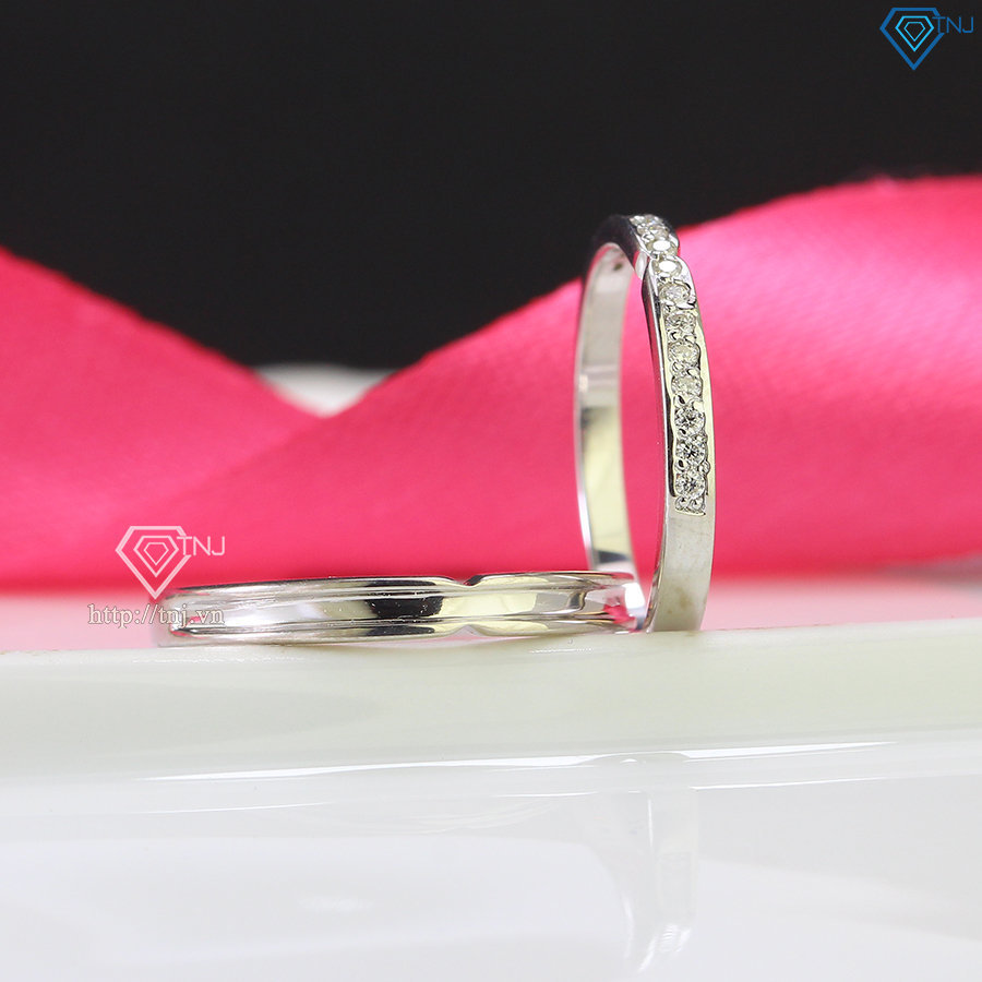 Nhẫn đôi đính kim cương Moissanite đơn giản giá rẻ NDM0015