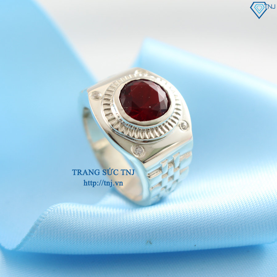 Nhẫn bạc nam mặt đá đỏ sang trọng NNA0050