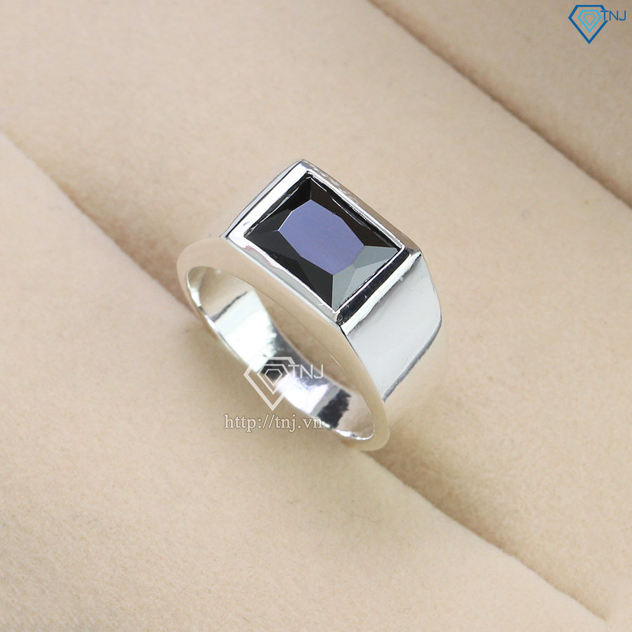  Nhẫn nam đá đen bằng bạc đơn giản NNA0065