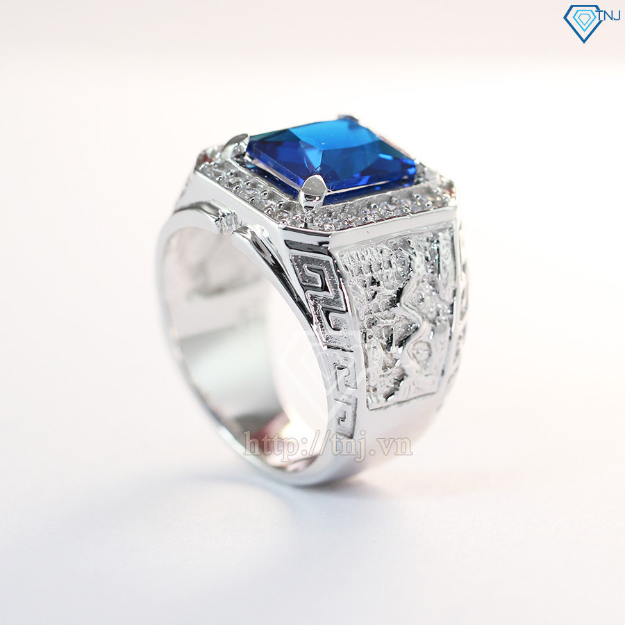 Nhẫn bạc nam hình rồng mặt đá xanh dương NNA0068