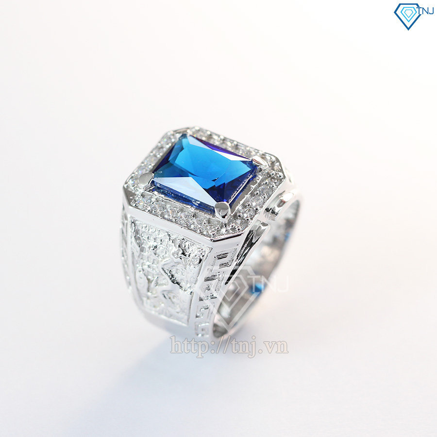 Nhẫn bạc nam hình rồng mặt đá xanh dương NNA0068