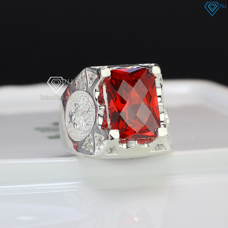 Nhẫn bạc nam hình đại bàng mặt đá đỏ đẹp NNA0073 - Trang Sức TNJ
