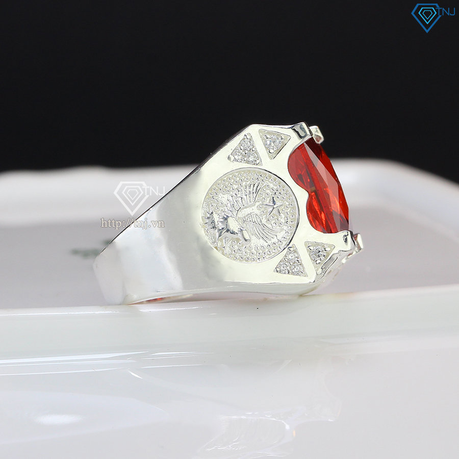 Nhẫn bạc nam hình đại bàng mặt đá đỏ đẹp NNA0073