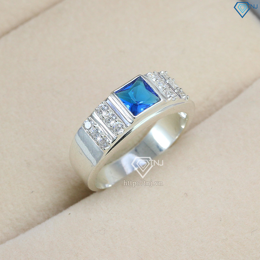 Nhẫn bạc nam đính đá xanh dương đẹp NNA0079