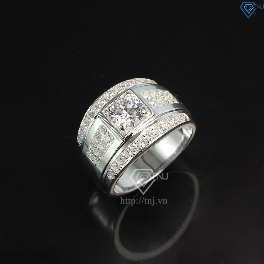 Nhẫn bạc nam đẹp mặt đá trắng sang trọng NNA0103