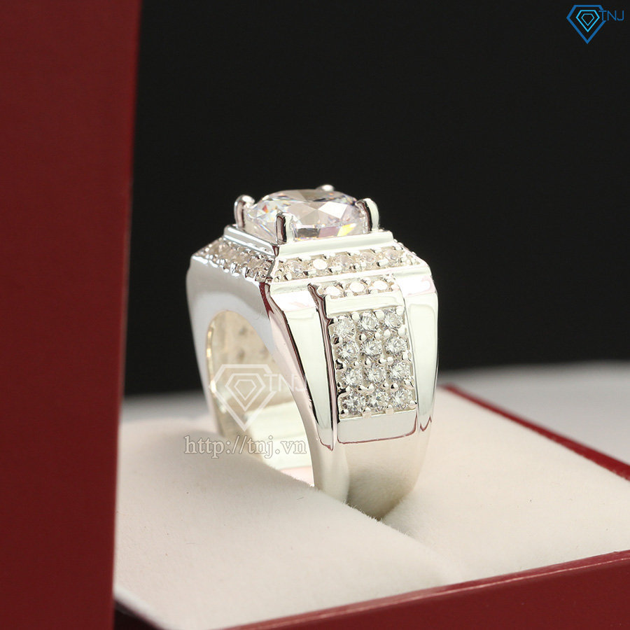 Nhẫn bạc nam mặt đá trắng giá rẻ tại Hà Nội NNA0110