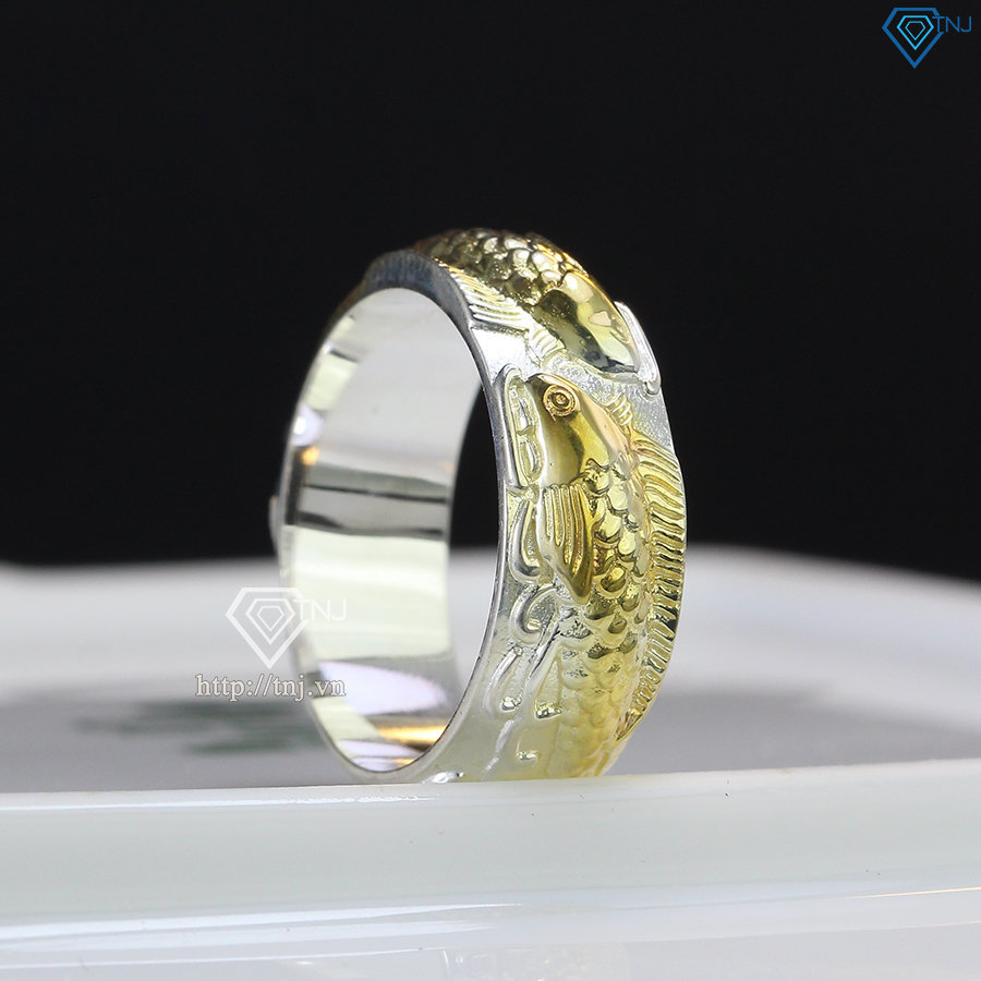 Nhẫn bạc nam cá chép song ngư xi vàng tây NNA0246