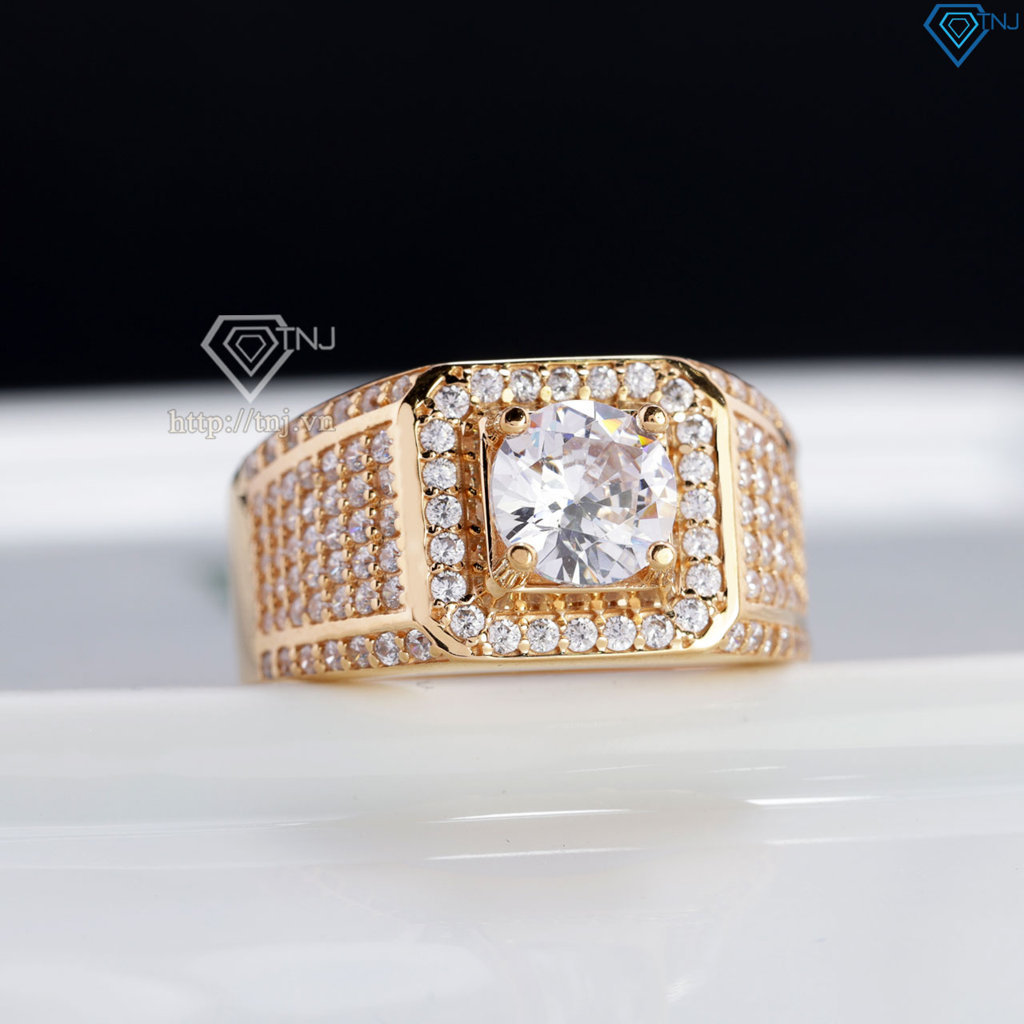 Nhẫn bạc nam xi mạ vàng hồng mặt vuông NNA0306-XH