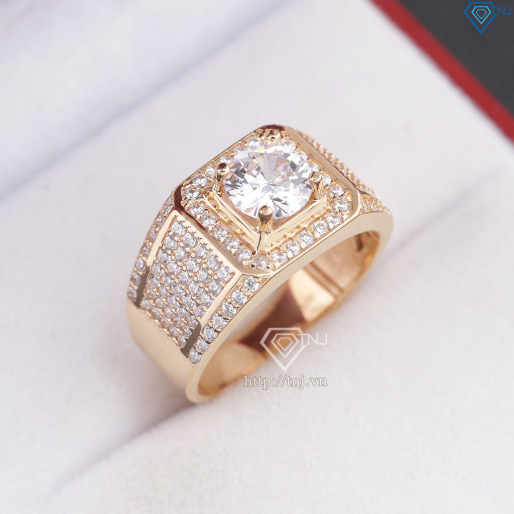 Nhẫn bạc nam xi mạ vàng hồng mặt vuông NNA0306-XH