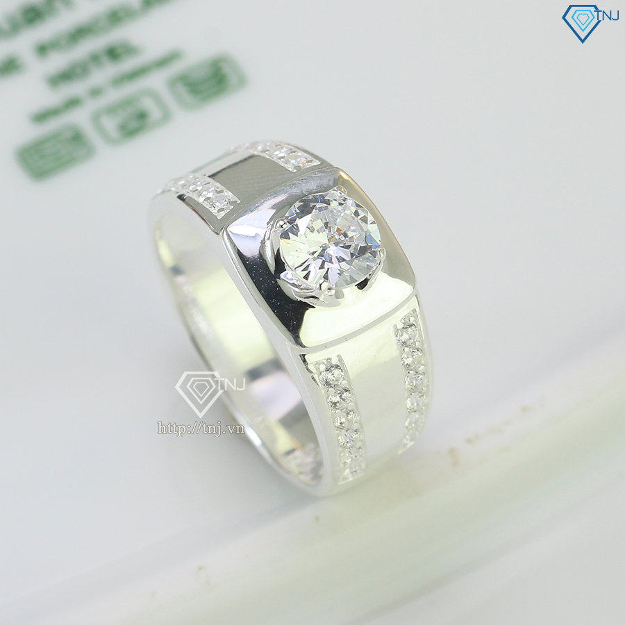Nhẫn bạc nam đính đá đơn giản NNA0526