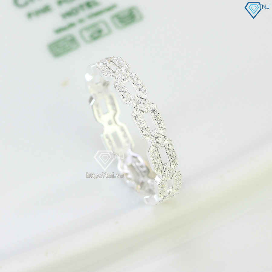 Nhẫn bạc nam mắt xích đính đá NNA0553