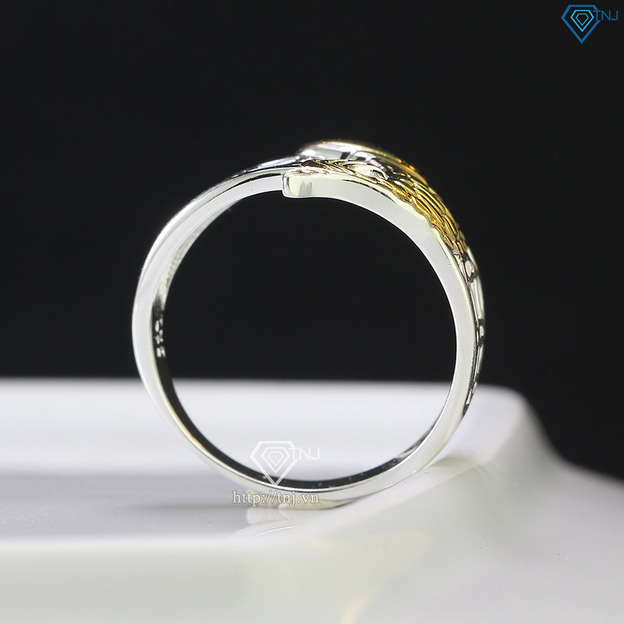 Nhẫn bạc nam cá chép xi vàng tây 18K NNA0569