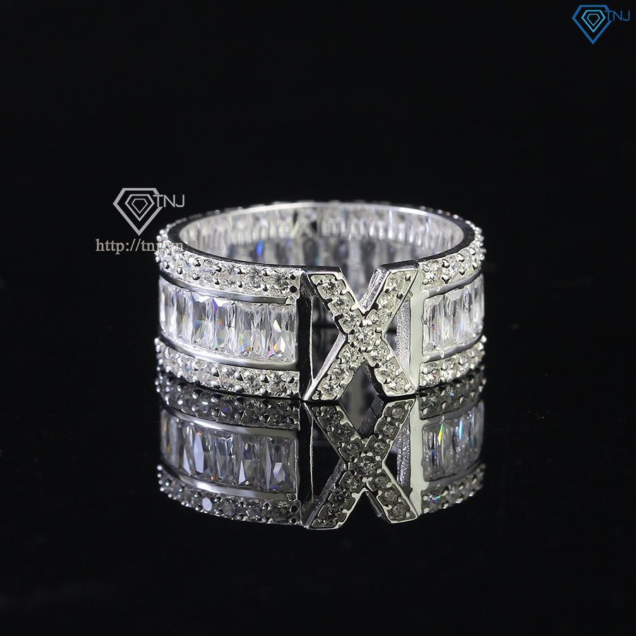 Nhẫn bạc nam chữ cái theo yêu cầu đính đá NNA0576