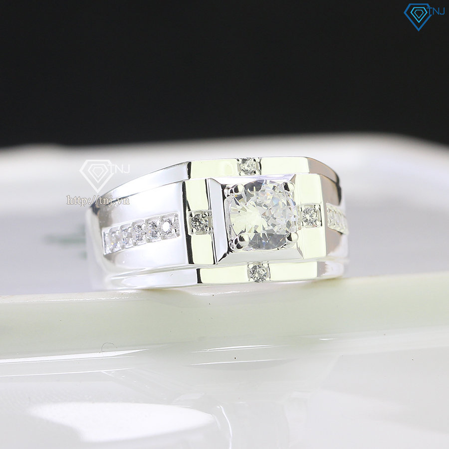 Nhẫn bạc nam đính đa trắng đẹp NNA0607