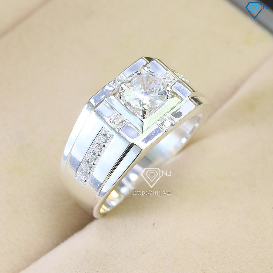Nhẫn bạc nam đính đa trắng đẹp NNA0607