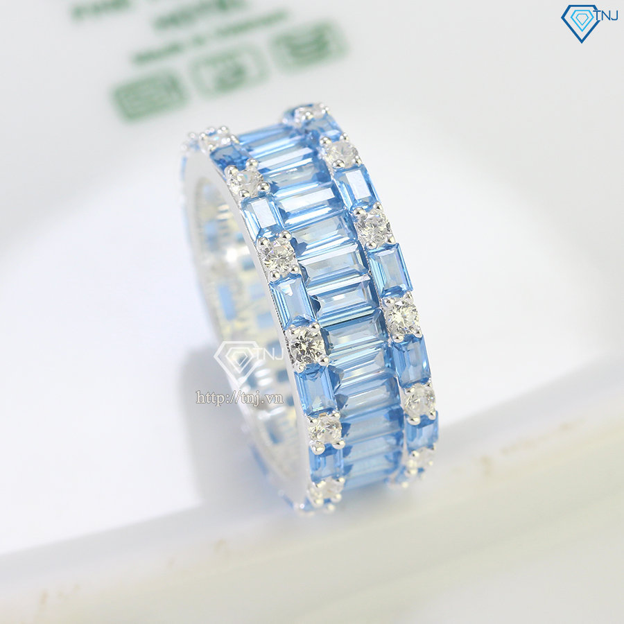 Nhẫn bạc nam cao cấp đính đá xanh dương đẹp NNA0641
