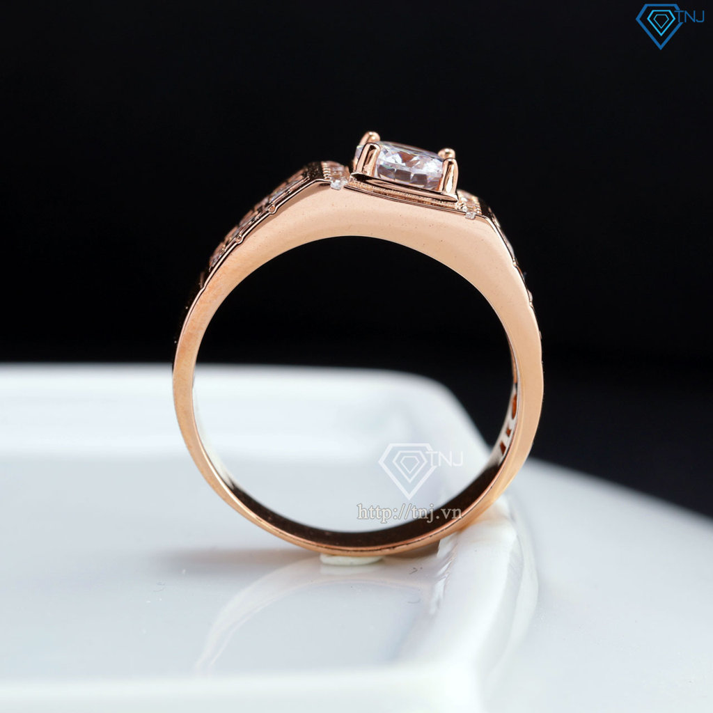 Nhẫn bạc nam xi mạ vàng hồng bản nhỏ NNA0669-XH