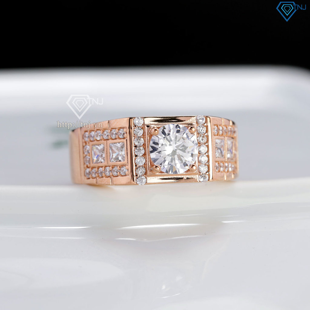 Nhẫn bạc nam xi mạ vàng hồng bản nhỏ NNA0669-XH