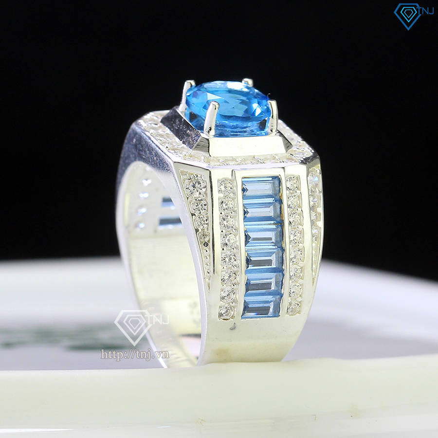 Nhẫn bạc nam đính đá xanh dương NNA0671