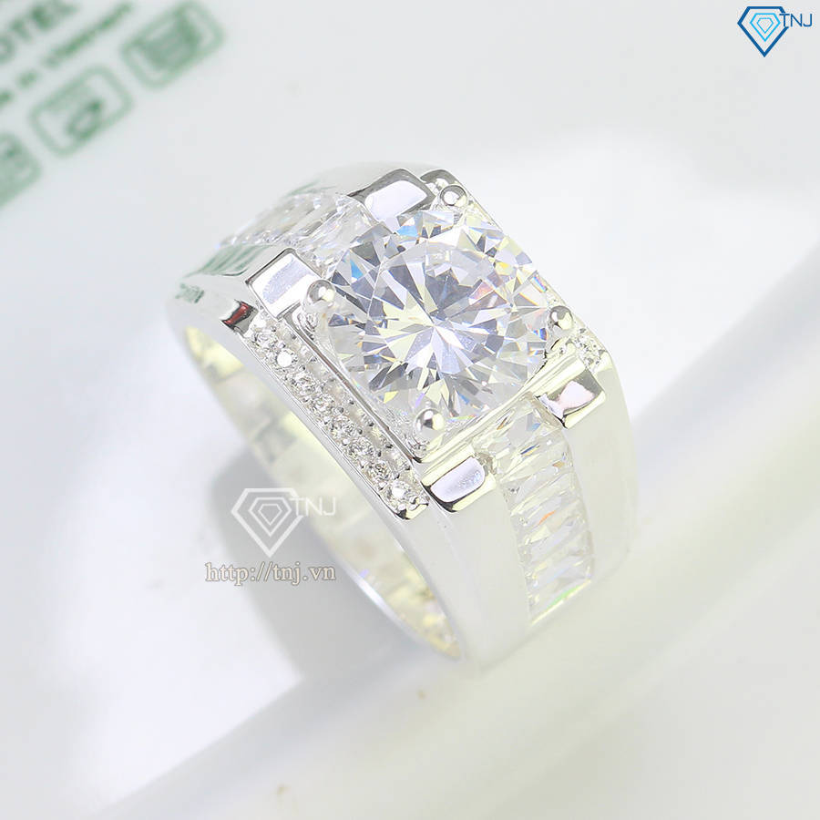 Nhẫn bạc nam đính đá chủ 10mm NNA0682