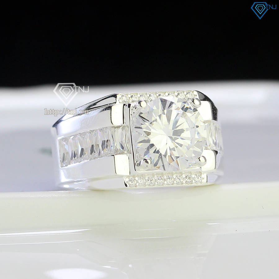 Nhẫn bạc nam đính đá chủ 10mm NNA0682