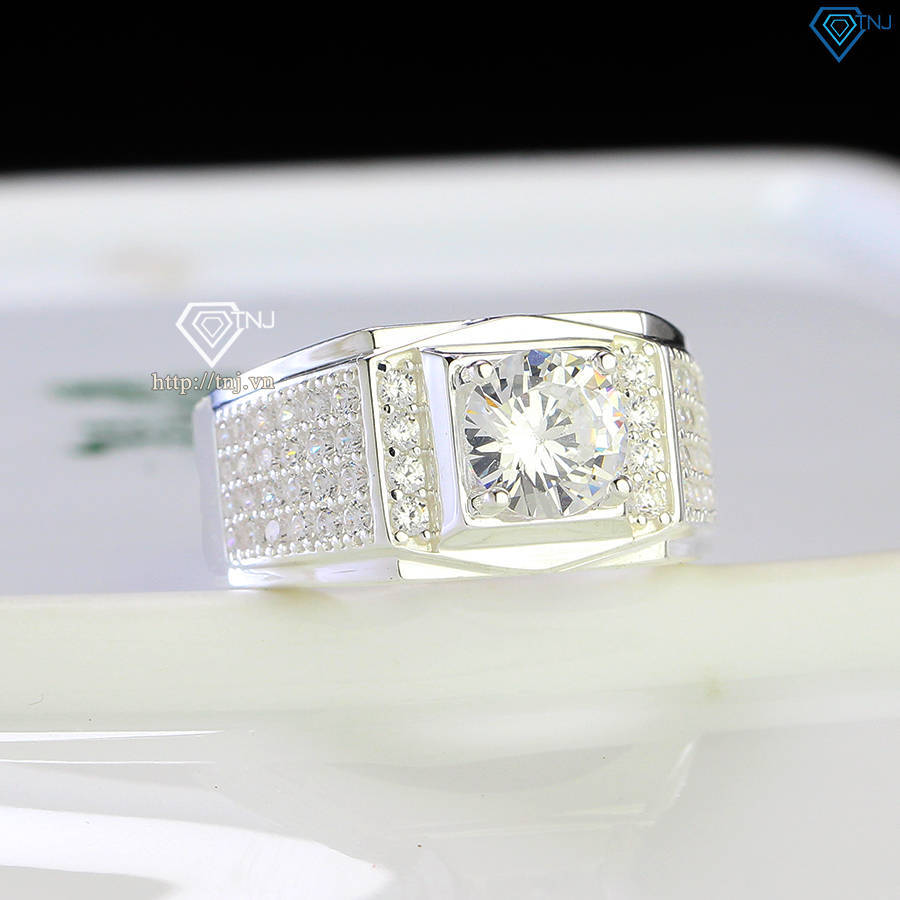 Nhẫn bạc nam đính đá đá trắng đẹp NNA0698