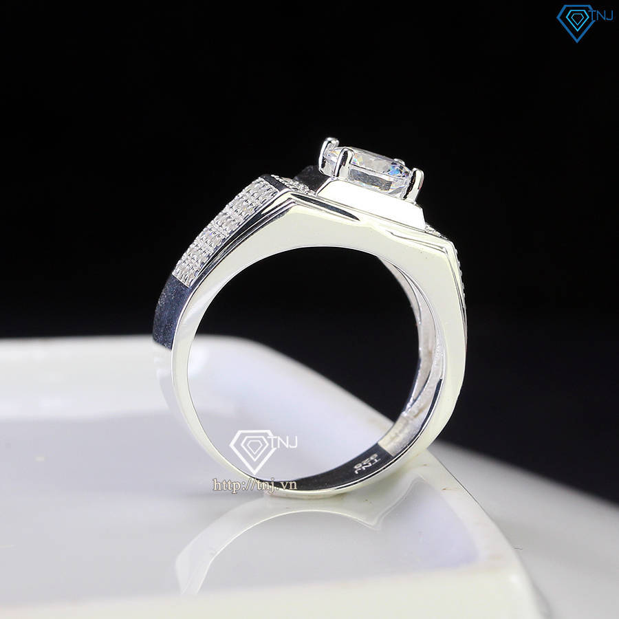 Nhẫn bạc nam đính đá đá trắng đẹp NNA0698