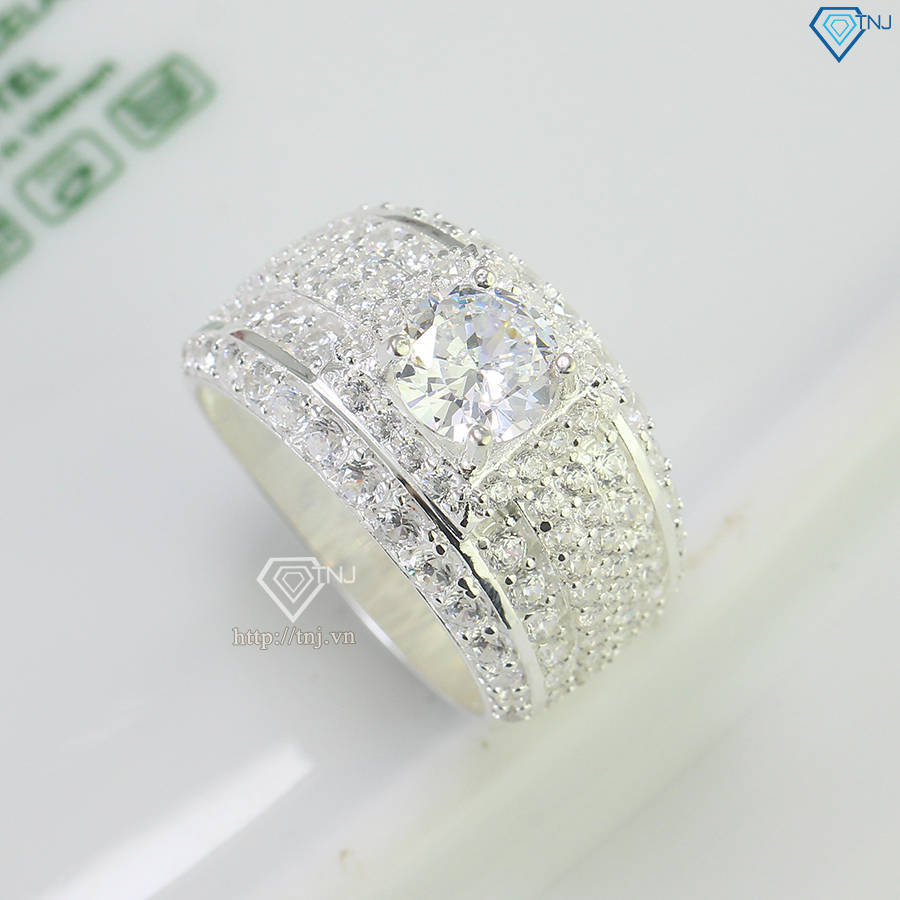 Nhẫn bạc nam Đà Nẵng bản nhỏ đính đá NNA0707