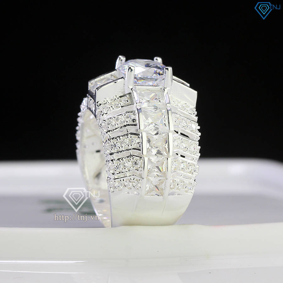 Nhẫn bạc nam cao cấp đính đá đẹp NNA0718