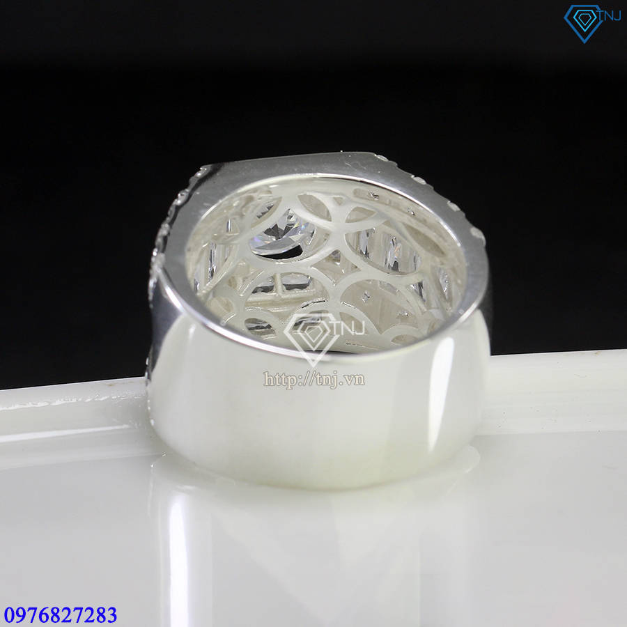 Nhẫn nam bạc bản to đính đá sang trọng NNA0721