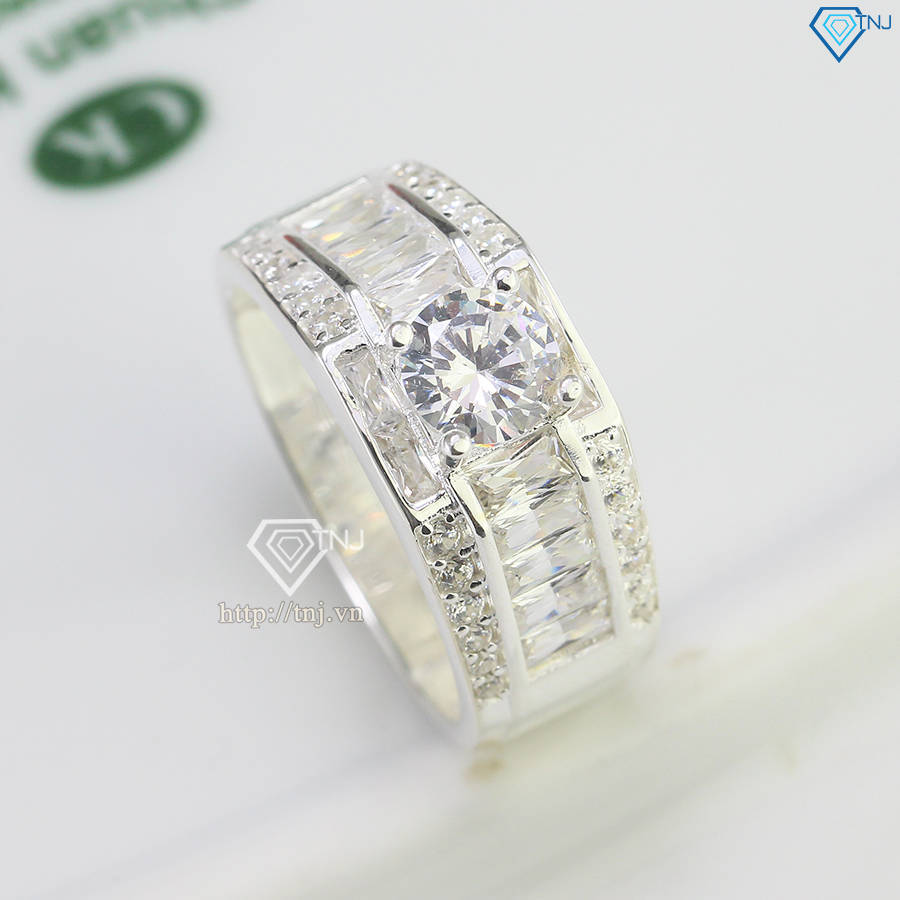 Nhẫn bạc nam bản nhỏ đính đá đẹp NNA0729