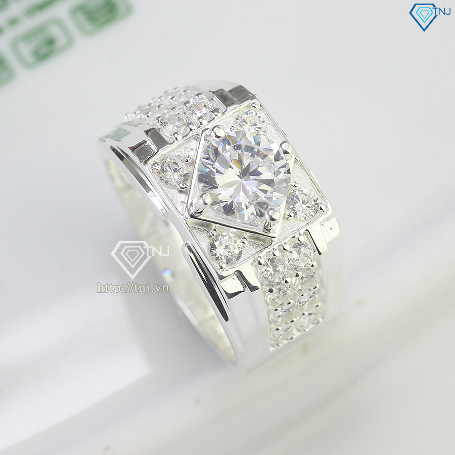 Nhẫn bạc nam đính đá trắng sang trọng NNA0734