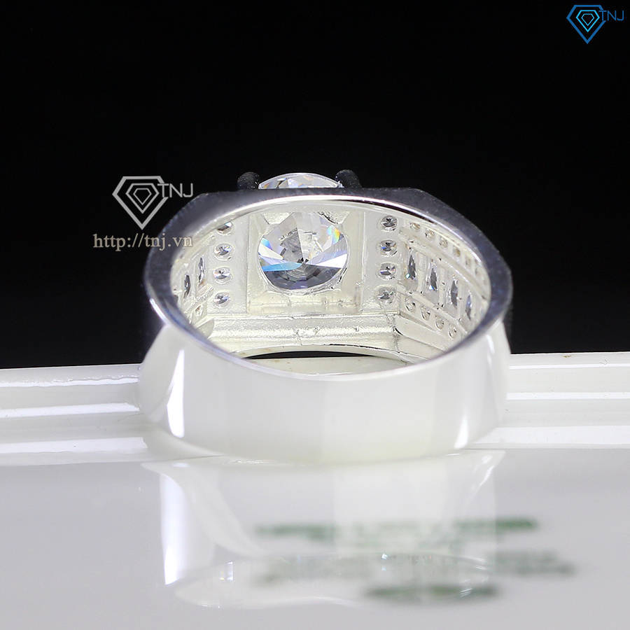 Nhẫn bạc nam đơn giản đính đá NNA0737