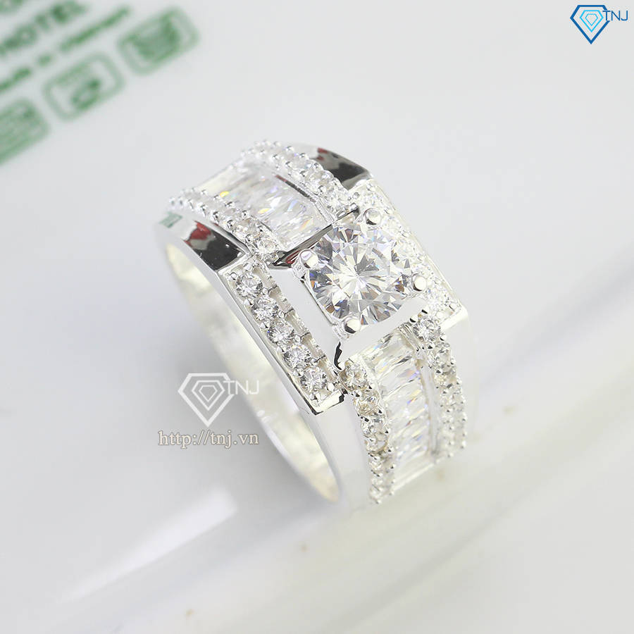 Nhẫn bạc nam 925 đính đá trắng sang trọng NNA0740