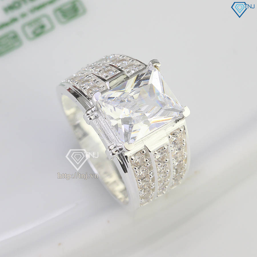 Nhẫn bạc nam đính đá chữ nhật đẹp NNA0747