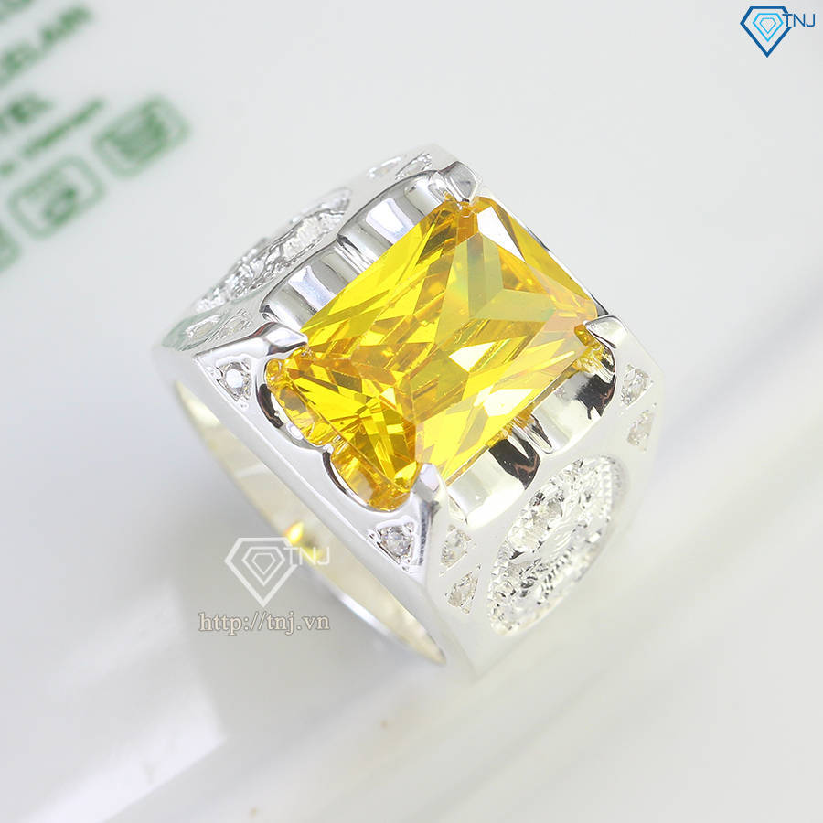 Nhẫn bạc nam hình rồng đính đá vàng NNA0754