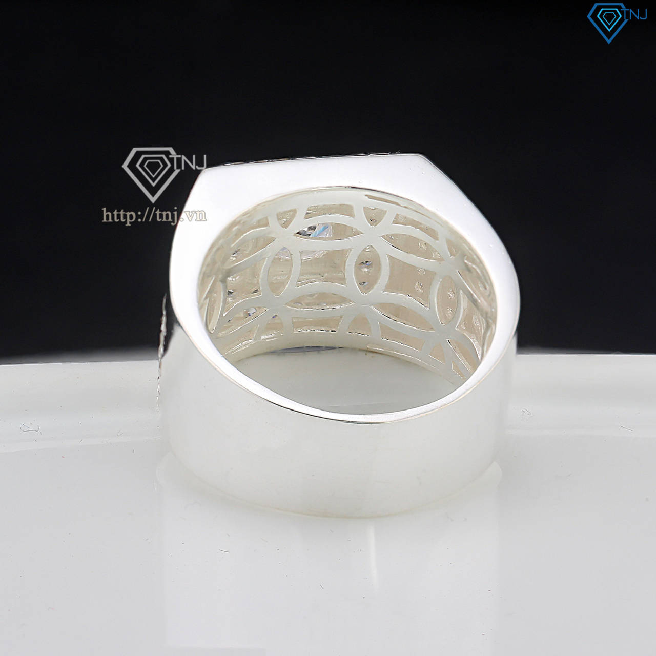 Nhẫn bạc nam cách điệu đính đá đẹp NNA0757