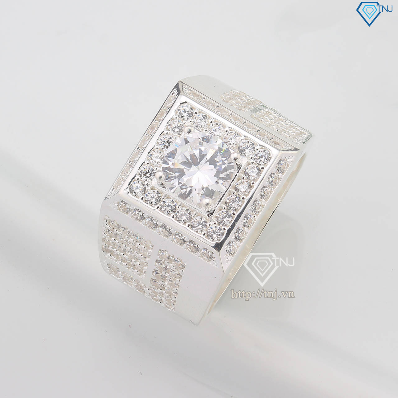 Nhẫn bạc nam cách điệu đính đá đẹp NNA0757