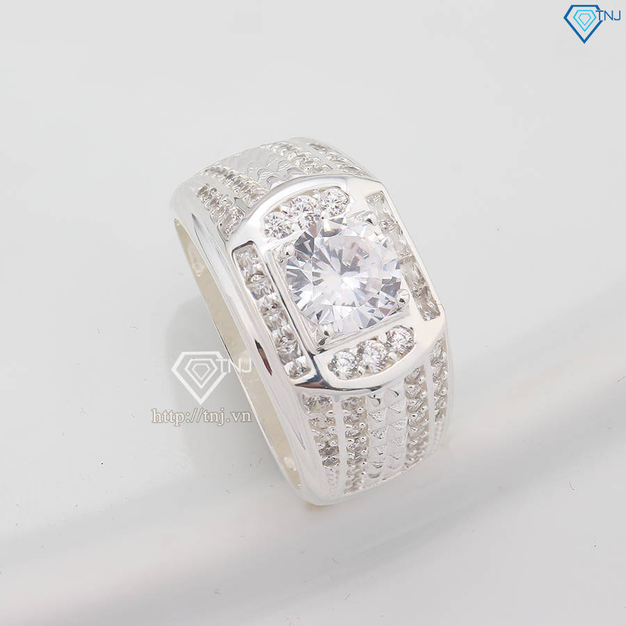 Nhẫn bạc nam cách điệu đính đá đẹp NNA0777