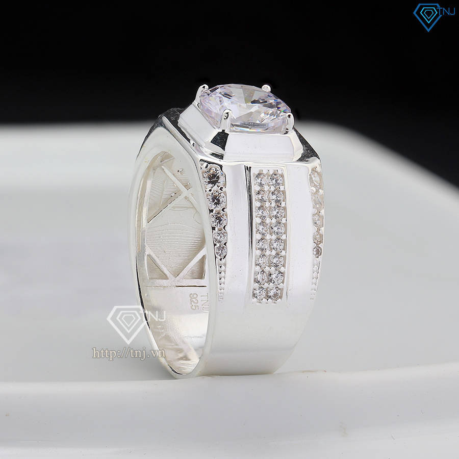 Nhẫn bạc nam đơn giản đính đá đẹp NNA0778